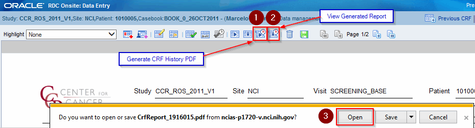 CCR Clinical Informatics Public > C3D and JReview upgrade > CRF_History_Report.png