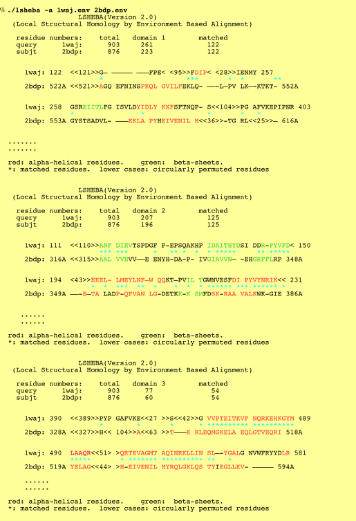 pair-wise alignment output example